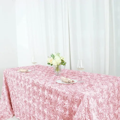Vista 5 de BalsaCircle Mantel rectangular con rosetas elevadas de satén negro de 90 x 156 pulgadas, para bodas, fiestas, comedor