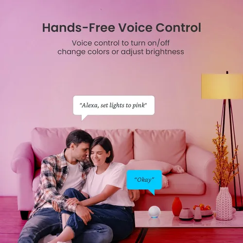 Vista 5 de Broadlink Bombillas inteligentes, configuración sin frustraciones (FFS) funciona solo con Alexa, malla BLE, 9W 800LM que cambia de color A19 E26 LED