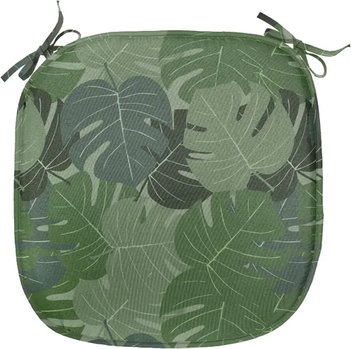 Vista 54 de Ambesonne Cojín de asiento para silla de flores, detalles florales con hojas y remolinos, estampado artístico romántico y vívido y vibrante