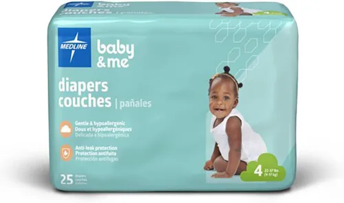 Vista 11 de Medline Pañales desechables para bebé, talla 1 (8-14 libras), caja de 200