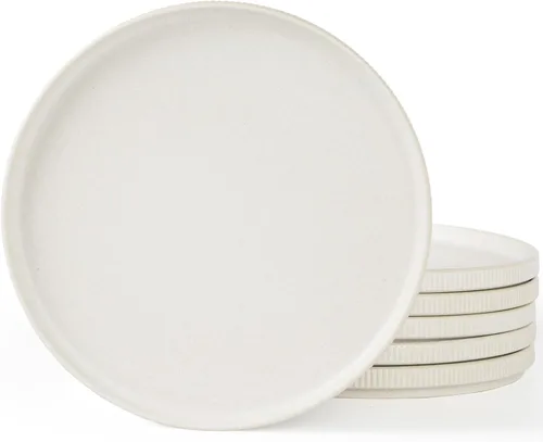 Vista 22 de famiware Star Platos de Ensalada para 6, Juego de Platos de 8 Pulgadas, Vajilla de Gres, Platos Pequeños para Postre, Ensalada, Aperitivo, Blanco