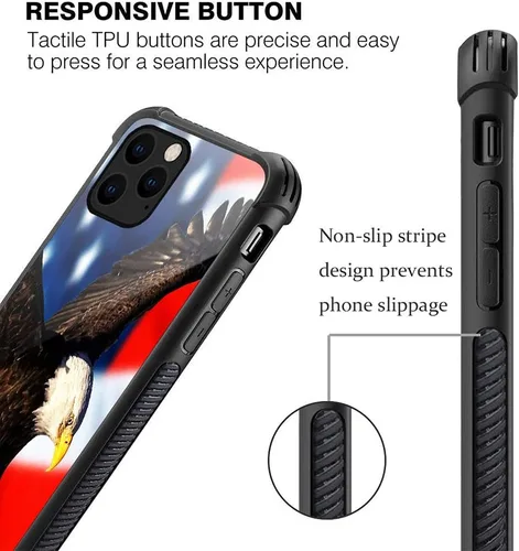Vista 3 de Funda compatible con iPhone 13 Pro Max, fundas para niñas y mujeres, bandera estadounidense águila