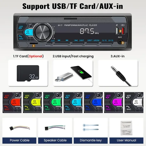 Vista 7 de SIXWIN Estéreo de Coche Single Din con Bluetooth 5.0 Llamadas Manos Libres Control de Voz Estéreo de Coche Radio FM de Coche Reproductor Mp3
