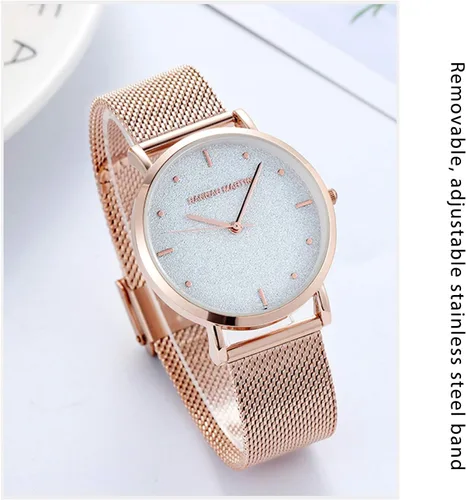 Vista 3 de RORIOS Reloj de pulsera para mujer de moda con esfera estrellada brillante y correa de acero inoxidable para mujer, plateado A, Classic