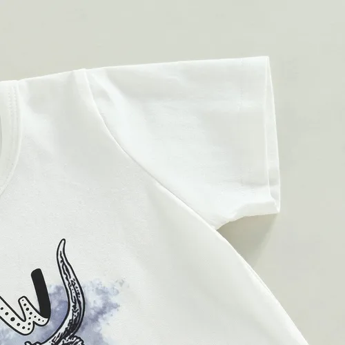 Vista 81 de fhutpw Conjunto de camiseta de manga corta con estampado de vaca y pantalones acampanados de dibujos animados para niñas