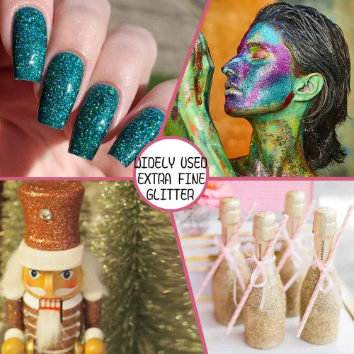 Vista 5 de Brillantina extrafina, juego de 24 colores cosméticos para arte de uñas, manualidades de resina, dispensador de polvo de brillantina suelta