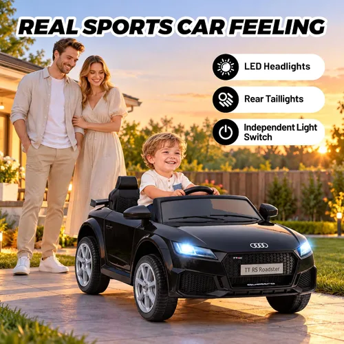 Vista 5 de Hotday Juguetes de paseo para niños pequeños de 12 V, con licencia Audi TT Negro