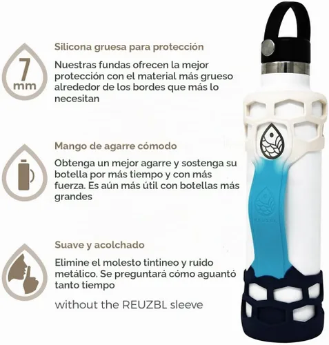 Vista 2 de Protector de funda de silicona para maletero con asa, compatible con Hydro Flask de 40 onzas, 32 onzas, 24 onzas, 21 onzas, parachoques protector