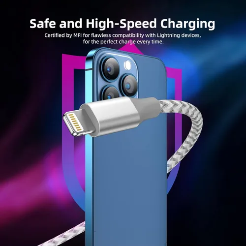 Vista 9 de Cargador para iPhone, paquete de 3 cables Lightning de 10 pies