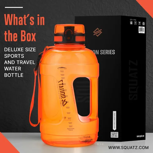 Vista 2 de SQUATZ Poseidon Series - Botella de agua deportiva de 78 onzas – Botella de agua deportiva de gran volumen de boca ancha para gimnasio, con hebilla