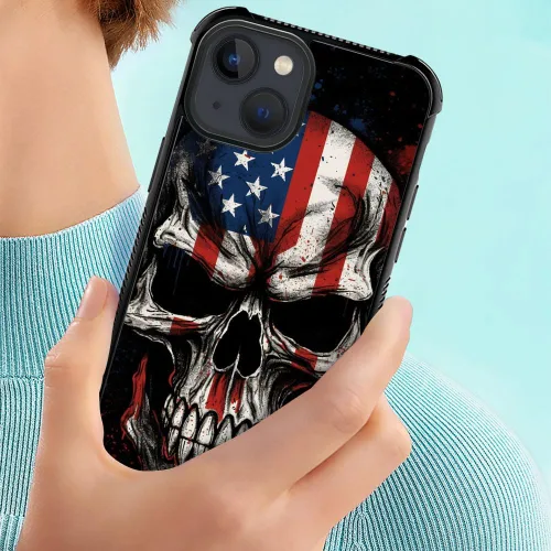 Vista 281 de Funda compatible con iPhone 8, a prueba de golpes, antiarañazos, bandera de ciervos de cola blanca de grano de madera estadounidense