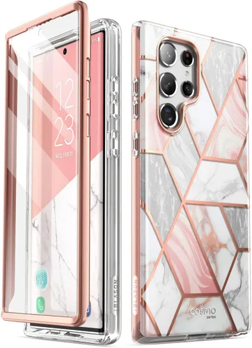 Vista 9 de i-Blason Funda para Samsung Galaxy S22 Ultra 5G (2022) con protector de pantalla integrado, diseño de purpurina de la serie Cosmo Slim protección