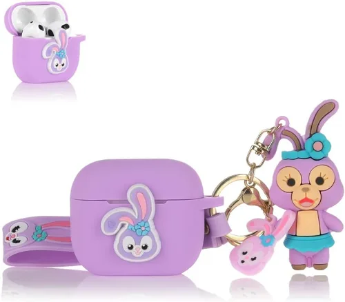 Vista 8 de Funda para AirPods de tercera generación con mosquetón de cordón para muñeca, bonita funda protectora de silicona a prueba de golpes con múltiples