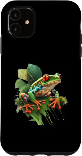 Vista 8 de iPhone 16 Rainforest Amphibian Red Eyed Tree Frog Green Body Frog Case