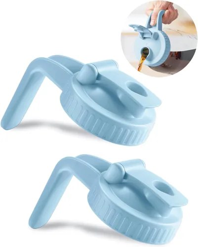Vista 14 de Paquete de 2 tapas para frascos Mason de boca ancha en forma de V con asa, tapa con pico vertedor para frasco Mason con tapa abatible extendida
