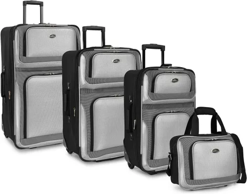 Vista 12 de U.S. Traveler New Yorker - Equipaje ligero expandible con ruedas, color negro, juego de 3 piezas