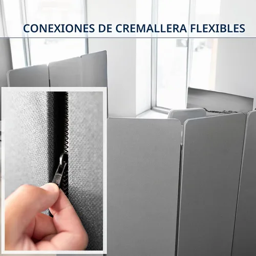 Vista 9 de VIVO Panel de privacidad independiente de 72 x 66 pulgadas, divisor de cubículo, partición acústica de pared, 3 paneles de 24 pulgadas, gris