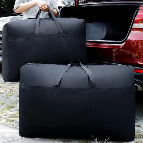 Vista 3 de Bolsas de almacenamiento multiuso extragrandes resistentes, bolsas de viaje para ahorrar espacio, para mudanzas (Negro, 100L)