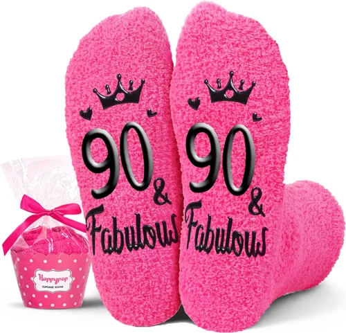 Vista 8 de HAPPYPOP Ideas de calcetines de cumpleaños, regalo de cumpleaños para mujeres de 75, 80, 85, 90, 95, 100 años Fabulous 100 Rosa