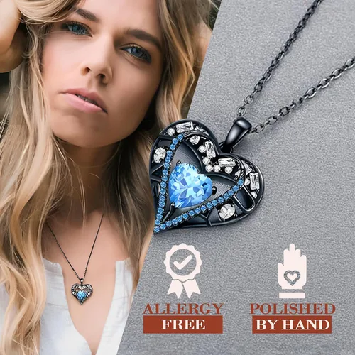 Vista 34 de Collar de cristal de 5 corazones, chapado en oro rosa de 18 quilates, colgante con cadena de plata de ley 925 de 18 + 2 pulgadas, joyería de piedra