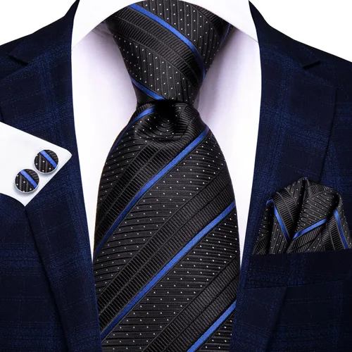 Vista 16 de Hi-Tie Corbata clásica de cachemira para hombre con pañuelo y gemelos a cuadros