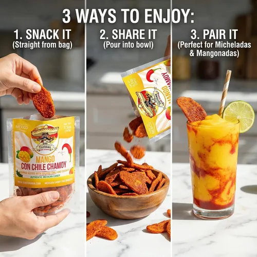 Vista 4 de Chili Chamoy Mango Rebanadas 16oz - Dulce mexicano a granel Dulce Picante Fruta Seca