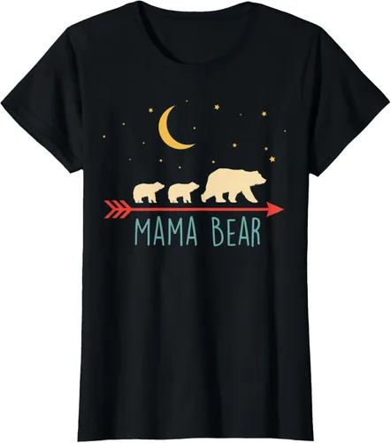 Vista 37 de Camiseta de mamá oso con 2 cachorros de dos veces Blessed Mama Bear, Negro, S