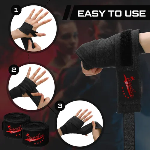Vista 4 de Jenaai 10 pares elásticos de 180 pulgadas de boxeo de mano para artes marciales a granel, muñequeras para hombres y mujeres, kickboxing, artes