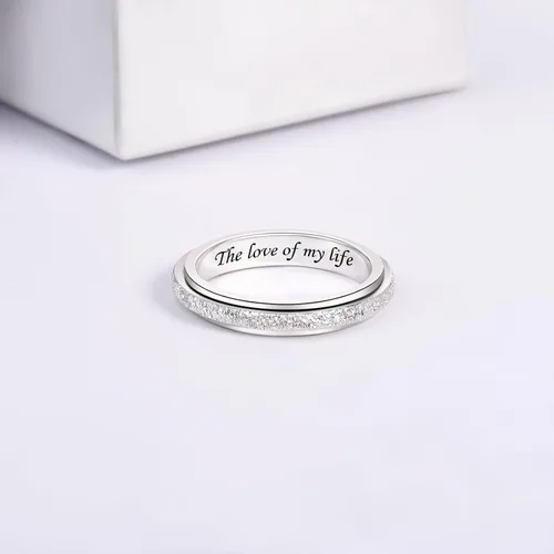 Vista 23 de Sterling Silver Spinner Fidget Ring Anti Anxiety Worry Relieving Boredom ADHD Autism Band Ring for Women Men