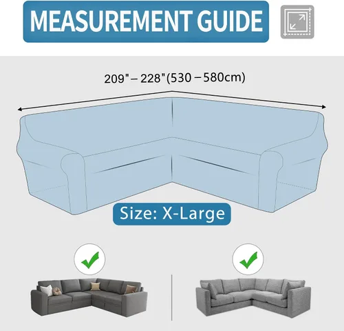 Vista 2 de HDCAXKJ Fundas de sofá seccional de esquina de terciopelo elástico en forma de L, juego de fundas deslizantes suaves y gruesas en forma de U