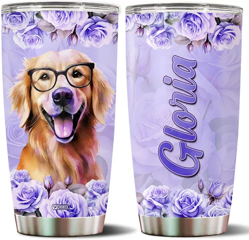 Vista 22 de Regalos personalizados de Beagle para mujeres, esposa, hija, mamá, niña, vaso de acero inoxidable aislado de 20 onzas, taza de viaje, taza de café