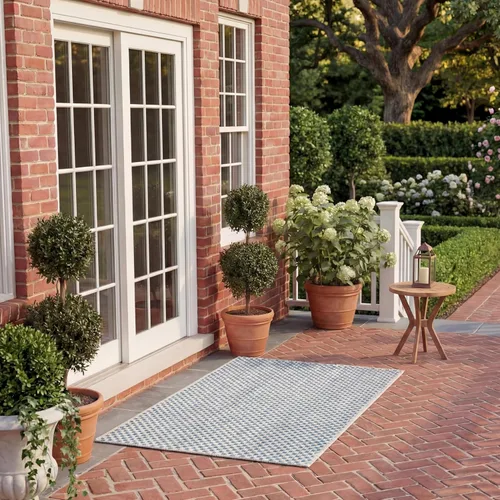 Vista 55 de SAFAVIEH Alfombra Lavable para Exteriores Colección Courtyard - 2'3" x 5', Azul Aqua y Gris, No Desprende Pelusa y Fácil Limpieza, Ideal para Patio