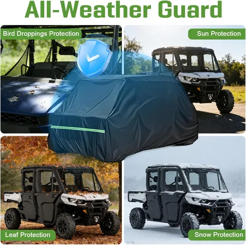 Vista 8 de Funda UTV de 4 plazas 420D impermeable para todo tipo de clima, compatible con Polaris Ranger Crew XP 1000 Mule RZR XP 4 Talon con tiras