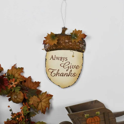 Vista 2 de Decoración de bellota de otoño colgante de madera cosecha rústica de otoño Decoración de bellota colgante B