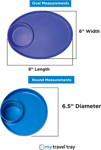 Vista 6 de Travel Tray Oval fabricado en Estados Unidos amplía tu portavasos actual para sostener tu taza más una bandeja para aperitivos, juguetes
