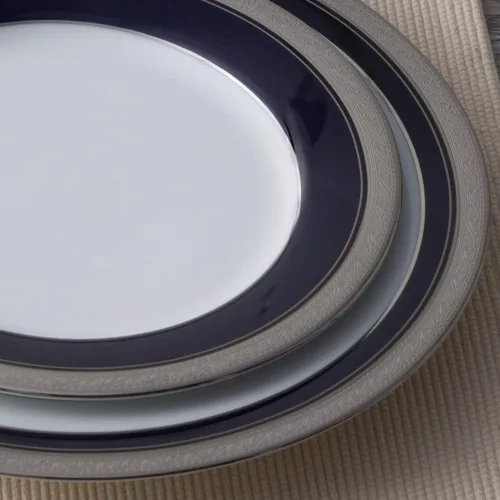 Vista 6 de Noritake Crestwood Cobalt Platinum - Juego de vajilla de 12 piezas, servicio para 4