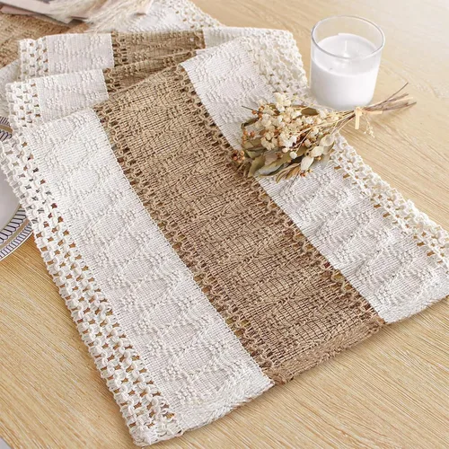 Vista 24 de FEXIA Camino de mesa bohemio para decoración del hogar, 12 x 72 pulgadas, decoración rústica de macramé Beige