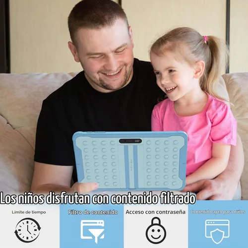 Vista 2 de PRITOM Android 13, tablet infantil de 10 pulgadas, control parental, 6000 mAh, procesador de cuatro núcleos, 2 GB de RAM, 64 GB de ROM, pantalla Azul