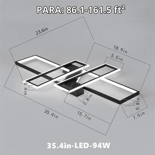 Vista 6 de SMG Sala de estar llevada moderna de la luz de techo, lámparas de cocina de Negro