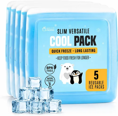 Vista 10 de Healthy Packers Bolsas de hielo delgadas reutilizables para loncheras para niños y adultos Paquetes de congelador finos de larga duración