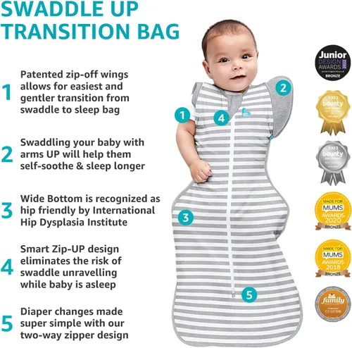 Vista 2 de Love to Dream Swaddle UP, Transition Bag Warm 2.5 TOG, Gently Help Baby Safely Transition from Being Swaddled to Arms Free