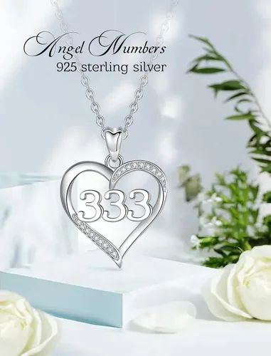 Vista 9 de INFUSEU Collares de plata de ley con números de ángel para mujeres y niñas, joyería de numerología, tu número de la suerte