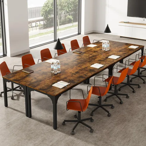 Vista 13 de Mesa de conferencias de 6.56 pies, mesa de seminario rectangular grande súper resistente para 8 personas, mesas largas de negocios, 1 unidad