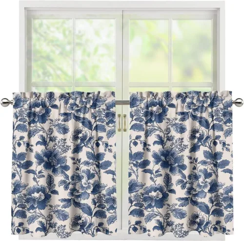 Vista 73 de God Bssing You Tier Curtains for July 4Th 2026 27.5x24 2 Panels Light Filtering Half Window Rod Pocket for Kitchen/Bathroom