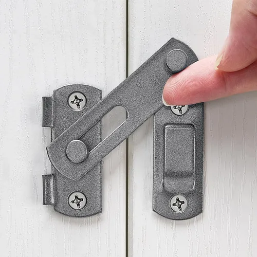 Vista 19 de 3 paquetes de pestillos de puerta abatible, 3.93 x 2.75 pulgadas, cerradura de seguridad negra para valla de madera de granero, puertas francesas