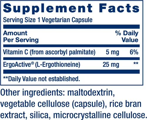 Vista 3 de Life Extension Mega L-ergotioneína, aminoácido de envejecimiento saludable, antioxidante, potente dosis de 25 mg, L-ergotioneína, sin gluten, sin
