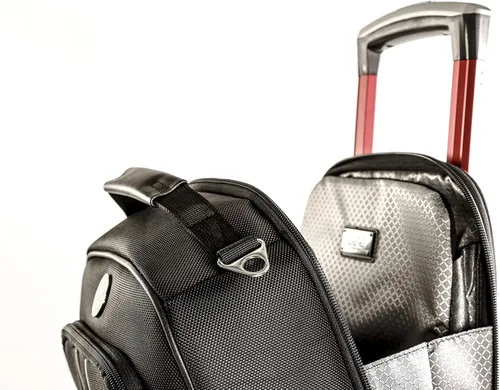 Vista 5 de MYGOFLIGHT PLC Traveler - Equipaje rodante de lado suave y bolsa de vuelo iPad y laptop ruedas de aluminio telescópico y nailon balístico
