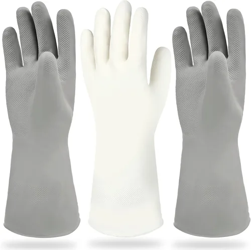 Vista 8 de Cleanbear Reusable Dish Washing Rubber Glove Set of 3, Household Cleaning Gloves for Washing