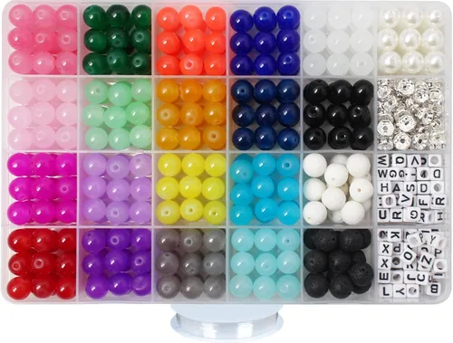 Vista 11 de Cuentas de vidrio de 0.157 pulgadas a granel para hacer joyas, 4700 piezas redondas de cuentas de jade de imitación para pulseras y pulseras