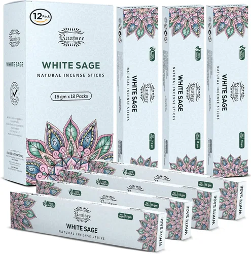 Vista 19 de Raajsee Varitas de incienso (6.35 oz), 100% puras orgánicas y naturales, enrolladas a mano, sin productos químicos, perfectas para aromaterapia